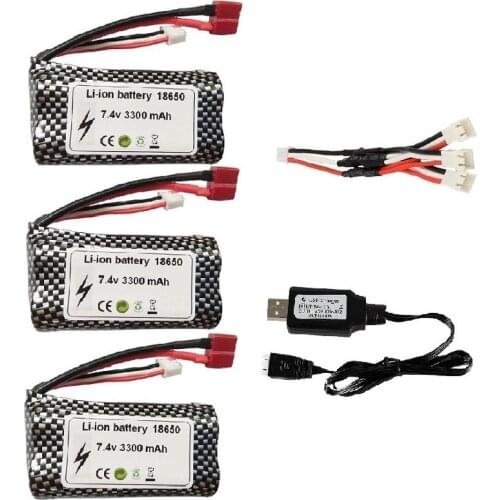 T plug ) Wltoys 10428 12429 12423 12427 12401 12402 12402-A 12402A RC Car Parts 7.4V 3300MAH lipo Battery 2S 18650