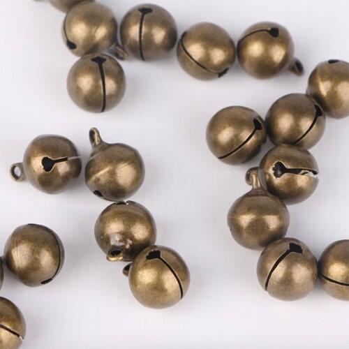 100pcs Jingle Bells Retro Metal Copper Christmas Tree Decoration Ornament Craft Wedding Party DIY Handmade Campanula Loose Beads