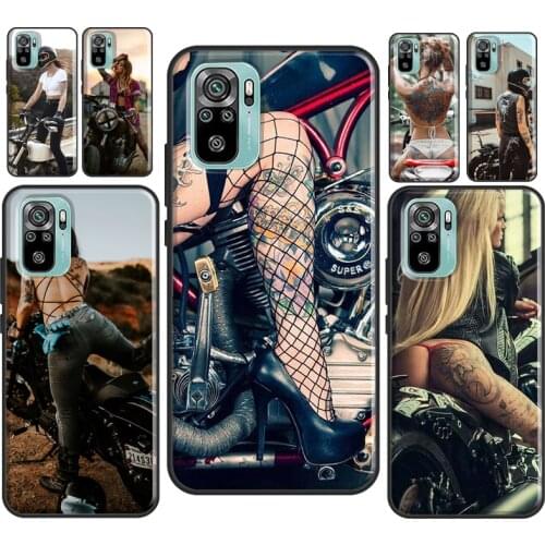 Motorcycle girl Sexy tattoos For Xiaomi Redmi Note 8 9 10 Pro Note 7 9S 8T Case For Redmi 9T 9 9A 9C K40 Back Cover