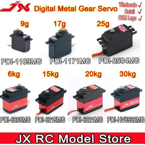 JX Digital RC Servo 9G 17G 25G 6KG 8KG 15KG 20kg 30kg Metal Gear Servo for 1/8 1/10 RC Car Boat Duct Plane Airplane Robot Parts