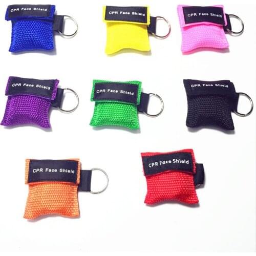 Color CPR Resuscitator Mask Keychain First Aid Emergency Face Shield Mask Health Care Tools