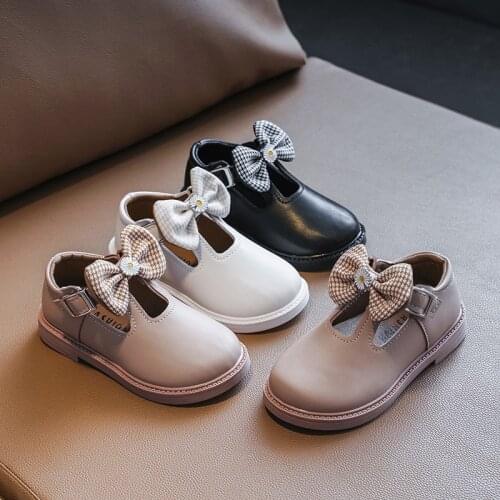 Children Leather Shoes 2021 Fashion Princess Shoes Soft Sole Kids Flats Princess Sweet for Wedding Hot Butterfly-knot Girls Hot