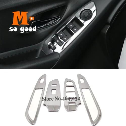 For Chevrolet TRAX 2014 2015 2016 Car Styling ABS Chrome Window Lift Control Ring Panel Cover Stickers Accessories 4PCS