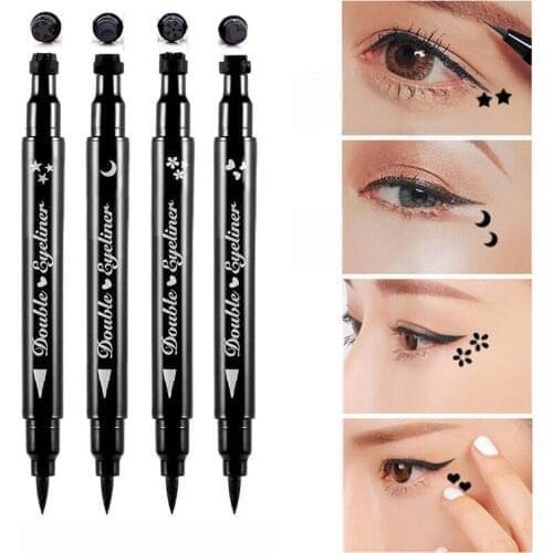 Double Head Eyeliner Face Stamp Pen Flower Moon Heart Star Stamp Waterproof Eyeliner Pencil Makeup Tool Eye Cosmetics For Girls