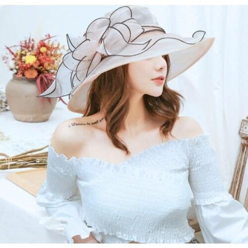 Organza Church Caps Wedding Party Hair Accessories Cocktail Party Headwear Wide Brim Elegant Sunscreen Cap