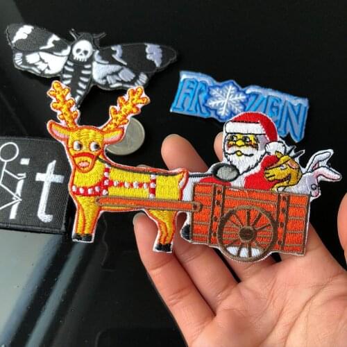Fine Santa Claus Snowman Elk Embroidered Patches DIY Silent Lamb Appliques Fun Craft Iron On Party Patches Badge Christmas Gift
