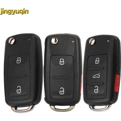 Jingyuqin Flip Remote Car Key Shell Fob For Volkswagen VW Golf Jetta MK6 Polo Tiguan Touareg 202AD/H/Q 2/3/4/5 Button Case