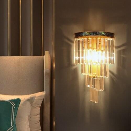 JMZM Modern Crystal Wall Lamp Shell Emerald Sconce Light Luxury Creative Indoor Lighting Bedroom Living Room Dining Stair Loft