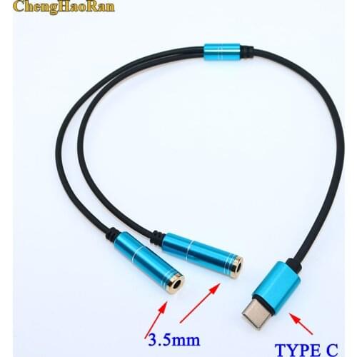 USB 3.1 Type C to Dual 3.5mm Jack Cable Male to Female Headphone Audio Connector Adapter Cable For Xiaomi 6 Letv 2 Max2