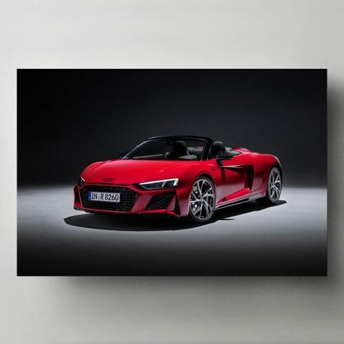 Canvas Painting Luxury Car Audi R8 V10 RWD Spyder Red Cabriolet Modern Wall Art Picture HD Print Posters for Living Room Decor