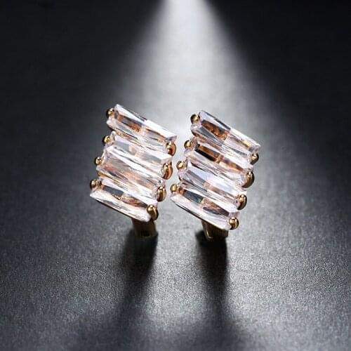 White Black AAA Cubic Zirconia Copper Clip Earrings Fashion Jewelry Earring Female Wedding Party Gift Womens Earrings