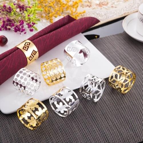 Metal Alloy Napkin Rings Gold And Silver Color For Table Decoration Table Napkin Rings Wholesale Metal Shiny Colour