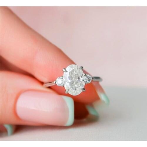 2.5carat Solid 14K Yellow Gold Oval Cut 10×7mm 3 Stone Moissanite Rings Lab Grown Diamond Fine Jewelry Anniversary Women Rings