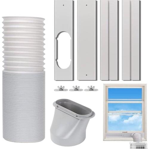 Portable Air Conditioner Windows Vent Kit, Adjustable Window Seal with 5.9 Inch Diameter, 59 Inch Length Exhaust Hose
