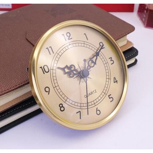 4.25"/108mm Round Quartz Clock Insert Battery Powered Gold Trim Arabic Numeral
