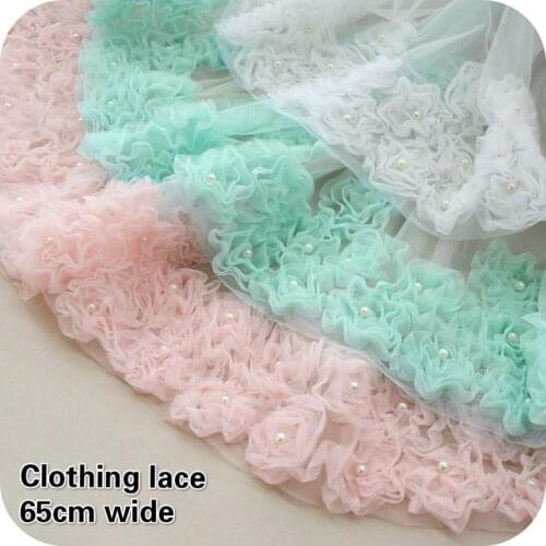 Fashion DIY Mesh Gauze Flower Applique Beaded Tulle Lace Wedding Dress Petticoat Skirt Special Fast Sewing And Stitching Fabric