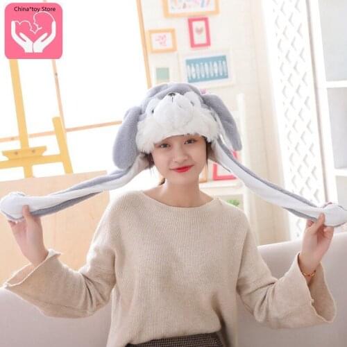 Hot Selling Husky Hooded Hat with Moving Ears, Shiny Hat Plush Toys PP Cotton