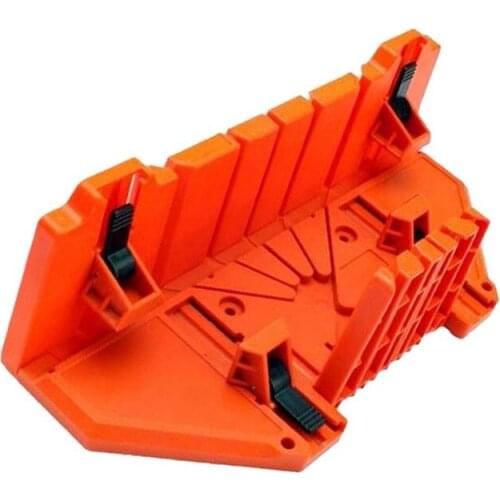 New Multifunctional Miter Saw Box Cabinet 0/22.5/45/90 Degree Saw Guide Woodworking - Orange, 14inch with Clamp
