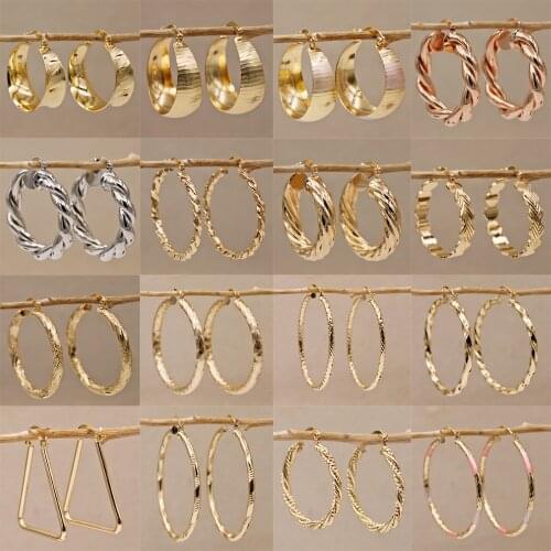 Fashion Hoop Earrings for Womens Earrings Gold Color Round Earring with Zircon Luxury Jewelry for Wedding Anniversary Gift