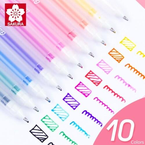 10 Colors Japan Sakura Gelly Roll Glaze Gel Pen Set 3-dimensional Glossy Ink Pigment Kids Drawing DIY Decoration School Supplies