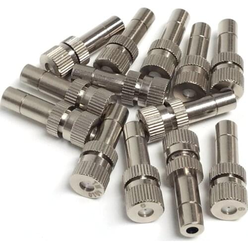 Quick Pushing Nozzles Nickeled Fogging Spray Sprinkler Misting Garden Nozzle For Misting Cooling System 1/4" inch