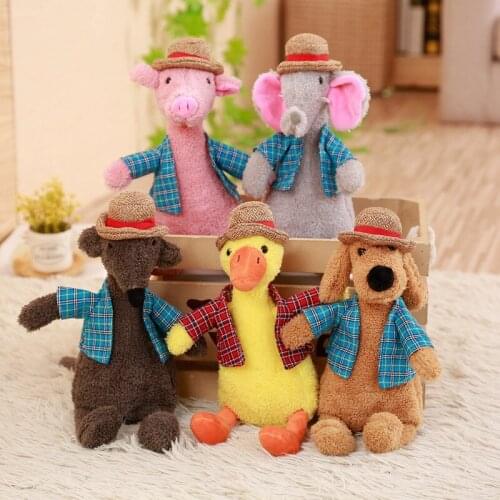1PC 25cm New Kawaii Hat Animals Stuffed Cute Duck Pig Elephant Dog Plush Toys Baby Appease Doll For Children Kids Christmas Gift
