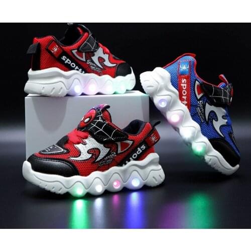 Disney new boys and girls cartoon glowing shoes baby casual shoes childrens shoes lightweight sports shoes LED light shoes
