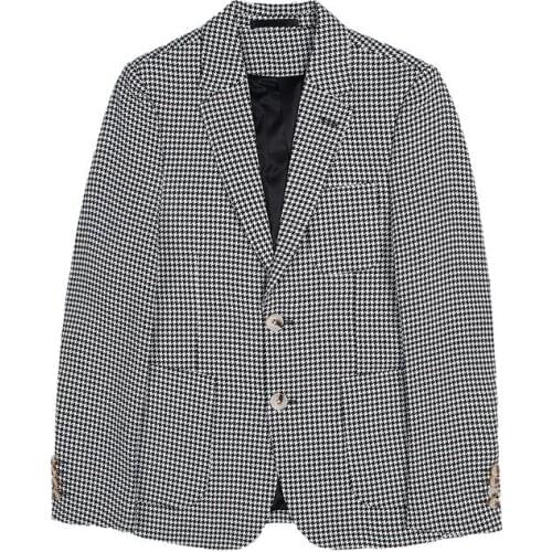 2021 autumn and winter mens all-match slim suit British business casual retro houndstooth suit jacket/ plaid blazer