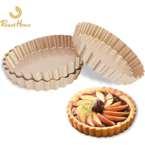 PizzAtHome 4 inch Mini Round Tart Pan Nonstick Carbon Steel Pie Pan with Removable Bottom Quiche Pan Tart Pie Dishes Muffin Pan