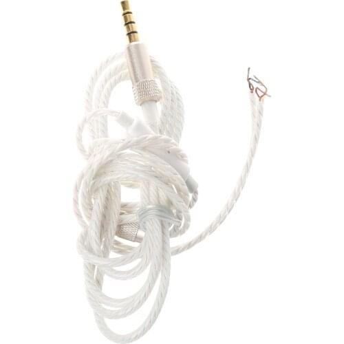 3.5mm Jack DIY Replacement Headphone Cable Maintenance Wire With MIC 1.25m