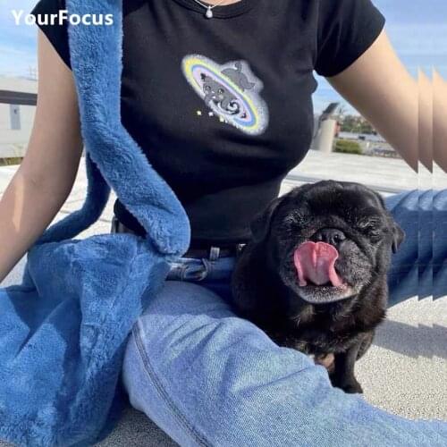 Bolsa Feminina Kawaii Y2k Designer Bag Harajuku Blue Faux Fur Hairy Crossbody Long Shoulder Strap Shoulder Bags Shopping Bag