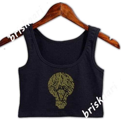 Light Bulb Circuit Board Idea Nerd It Funnycoding Crop Top Women For Girl Fitness Design Letters Plus Size 4xl Clothes Tops Vest