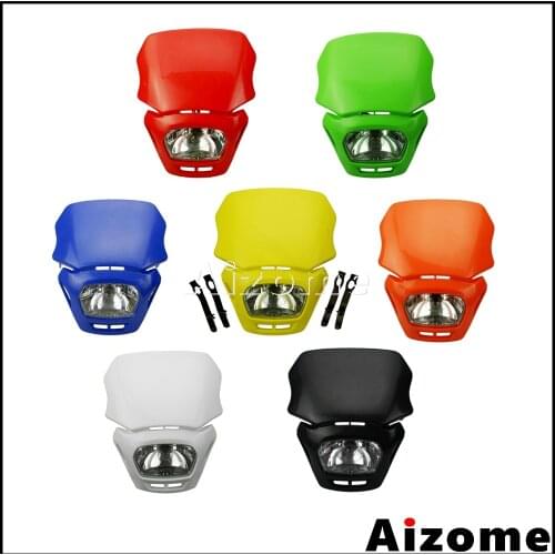 Universal Motorcycle Motocross Headlight Dirt Bike Dual Sport Head Light Lamp Headlight Fairing For Honda Yamaha Suzuki Kawasaki