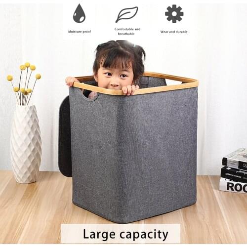 Waterproof Foldable Laundry Basket With lid With Handle Large Bamboo Dirty Clothes/Toys/Debris Multifunction Storage Basket