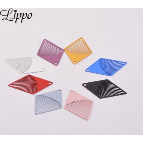 100pcs AC6431 20*18mm Small Rhombus Charms Yellow Pendants Earring Accessory For Jewelry Making Earrings DIY