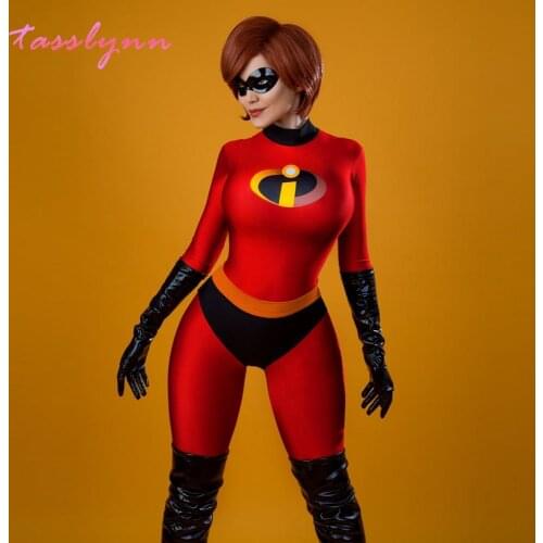Mr Mrs Incredibles Cosplay Elastigirl Hulk Spider Family Adult Kid Suit Jumpsuit Bodysuit Halloween Costumes for Women
