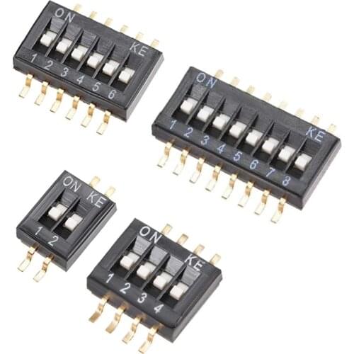 10 PCS 1.27MM SMD SMT Slide Type Switch 1/2/3/4/5/6/8/9/10 Positions 1.27mm Pitch for Circuit Breadboards PCB