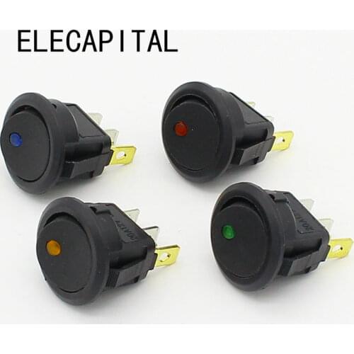 2pcs 12V led rocker switch Led Dot Light 3 pins ON-OFF Rocker Switch LED illuminated Car Dashboard Dash Boat Toggle SPST Switch