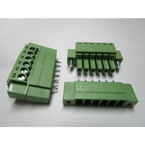 20 pcs With Embossmen Straight 6pin/way Pitch 3.5mm Screw Terminal Block Connector Green Color Pluggable Type with straight pin