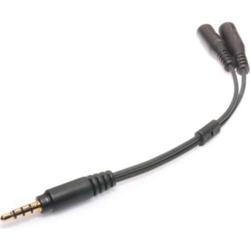 3.5mm Stereo Audio Male To 2 Female Headset Mic Splitter Cable Adapter