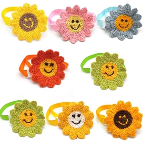 50/100 Pcs Dog Accessories for Small Dogs Cute Sunflowers Style Puppy Dog Cat Bow Ties Pet Supplies Grooming Necktie Bowties