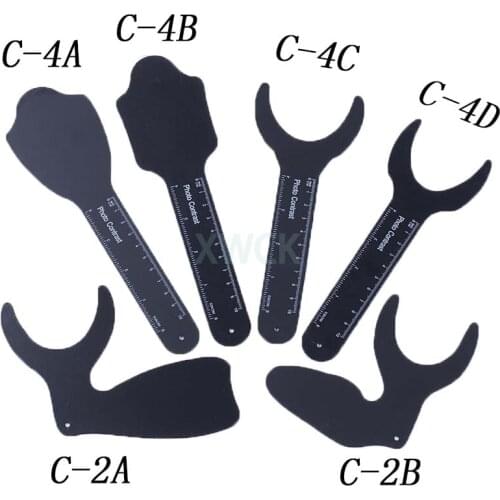 6pcs Dental Orthodontic Black Background Photo Image Contrast Board Oral Cheek Plate Kit with Scale Mark Autoclavable