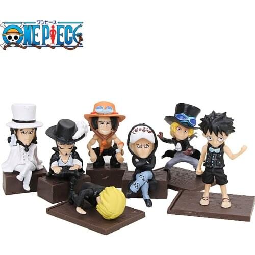 7pcs/set Anime One Piece Figure Monkey D Luffy Ace Sabo Figure Toys ONE PIECE LUFFY figurine Collectible Model Toys 6cm