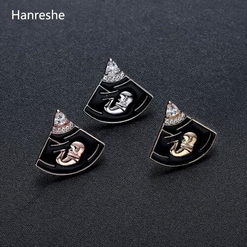 B-mode Pregnancy Shape Brooch Cute Pin Women Gold Silver Color Crystal Jewelry Gift for Enamel Pins Medical Christmas Brooch