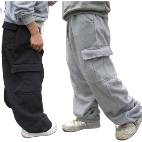 Utral Plus Size Sweatpants Hip Hop Dance Mens Trousers Pants Casual Joggers Loose Cargo Pants Wide Leg Polyester Male Clothing