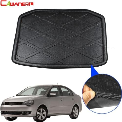 Cawanerl Car Trunk Mat Rear Boot Tray Liner Luggage Carpet Floor Cargo Mud Kick Pad For Volkswagen Polo Sedan Saloon 2004-2010
