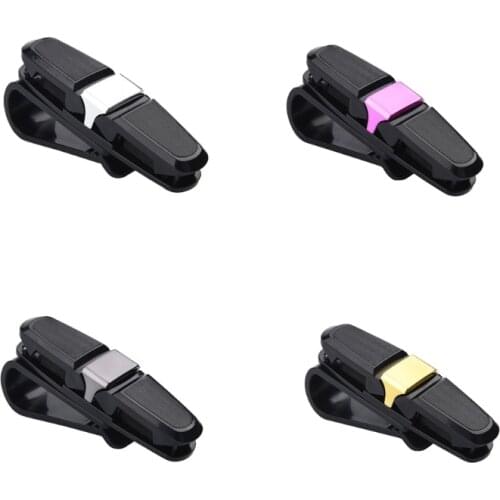 50LC Glasses Holders for Car Sun Visor Sunglasses Holder Clip Double-ends Clip Rotational Car Spectacle Frame Ticket Card