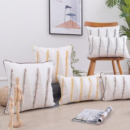 Tufted Cushion Cover 45x45cm Moroccan Style Pillow Cover Grey Yellow Coffee for Home decoration Living Room Bed Room Hidden Zip