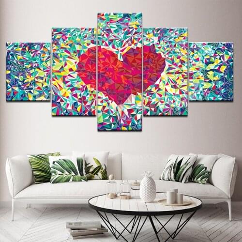 Canvas Painting love Abstract Pattern 5 Pieces Wall Art Painting Modular Wallpapers Poster Print for living room Home Decor