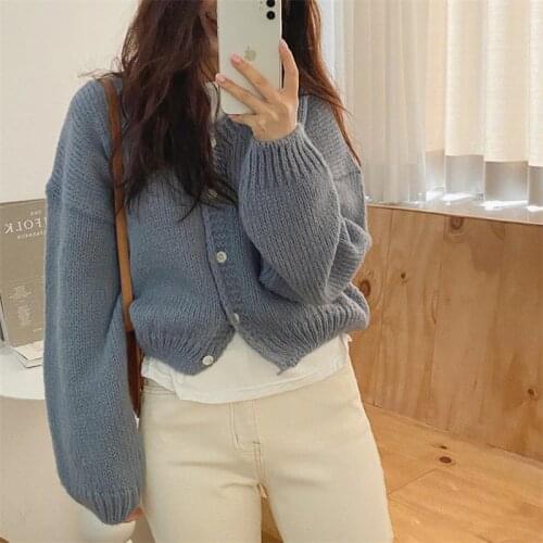 Alien Kitty Autumn Winter Sweater Tops Korean Style Long Sleeve 2020 New V-Neck Solid Single Breasted Knitted Cardigan Coat